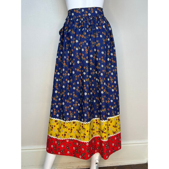 Vintage 1970s Floral Border Print Wrap Maxi Skirt, Size Small, Boho Cottagecore - Picture 4 of 6